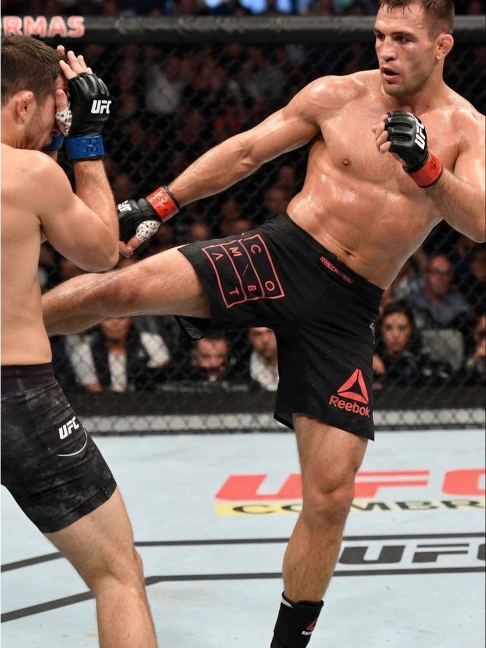 Reebok Men's Black and Red UFC Shorts
